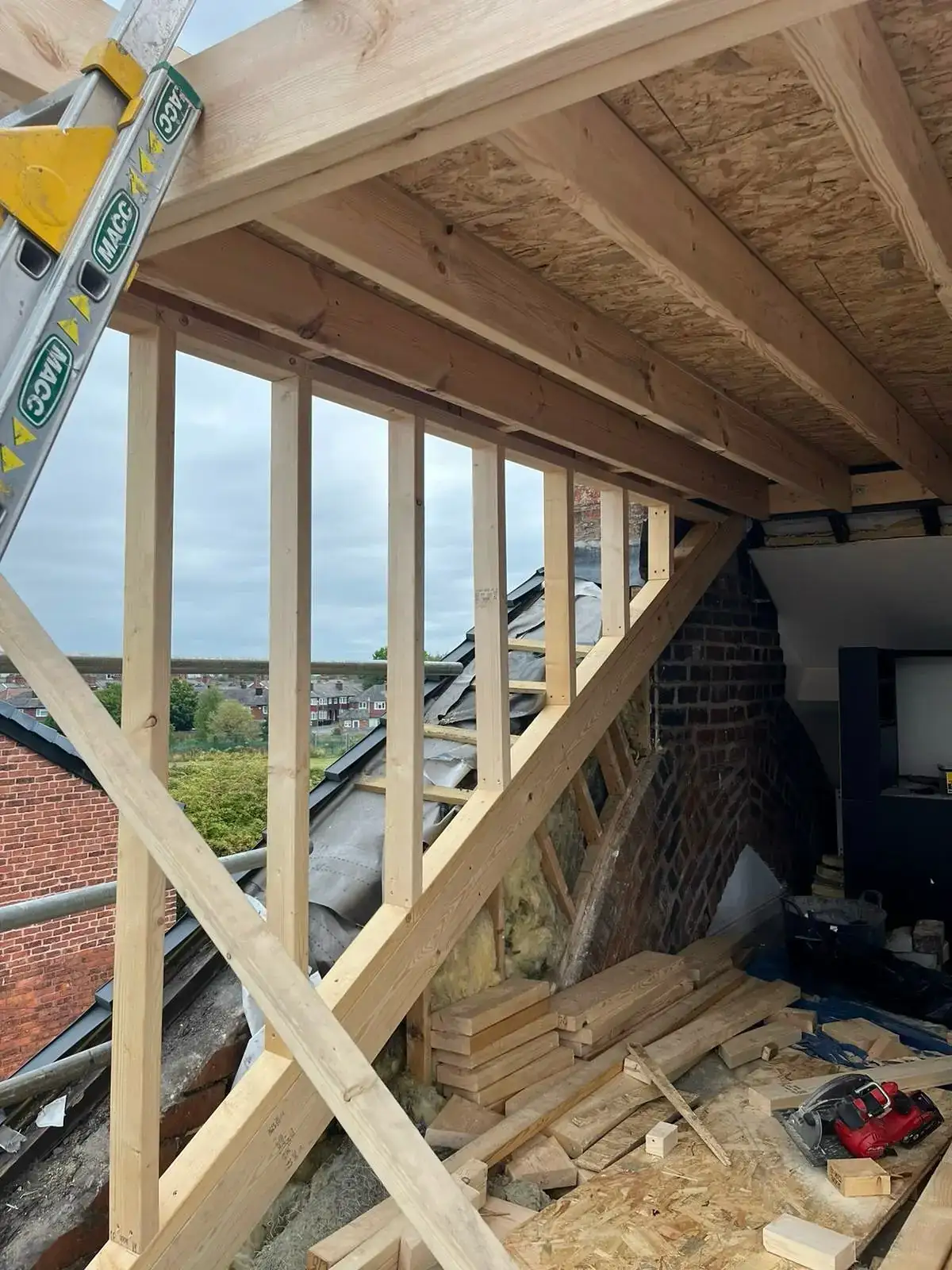 New timber floor structure installed in a loft during a conversion
